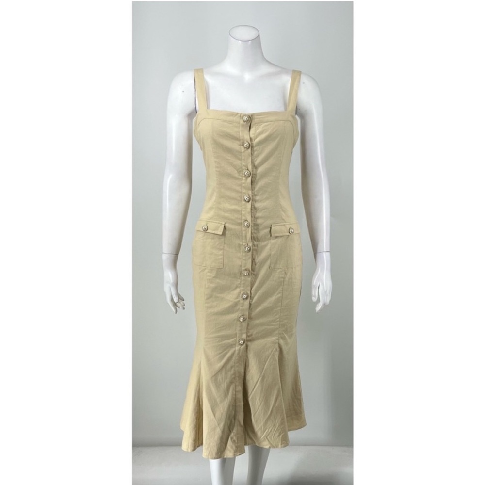 Song of Style Tan Button Down Midi dress